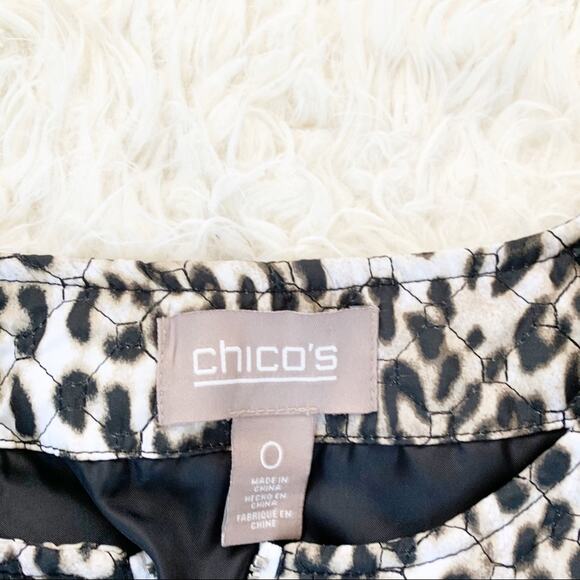 CHICO’S Leopard Quilted Neutral Animal Print Zip-up Blazer Jacket Small - Picture 9 of 11
